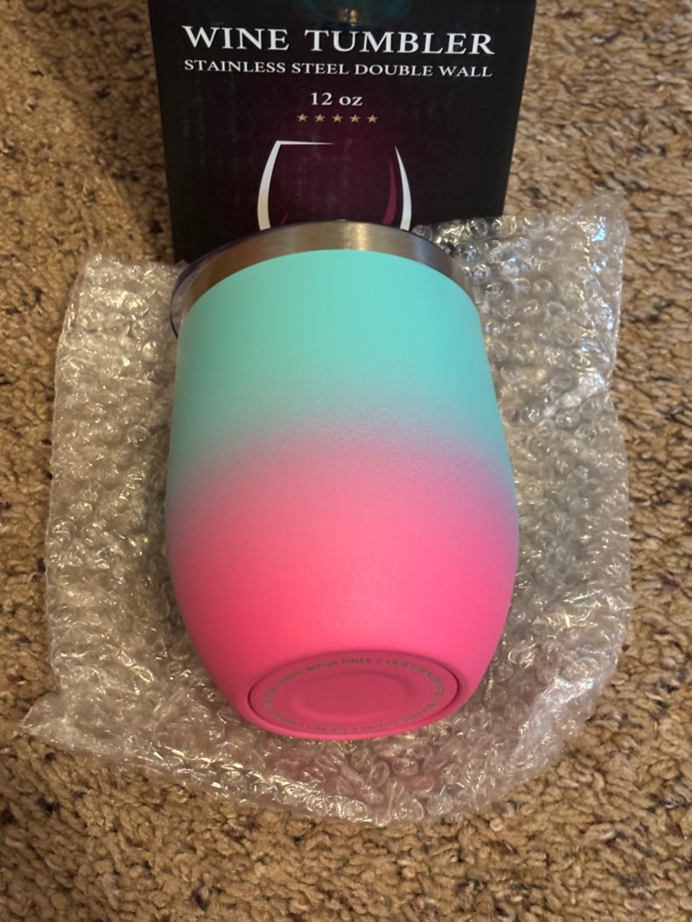 Chillout Life Stainless Steel Wine Tumbler in Frozen Slush - Teal/Pink - NOB